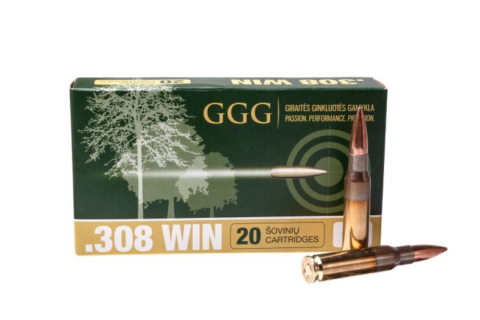 Патрон нарізний GGG кал. 308 Win куля HPBT маса 11.66 грам / 180 гран. поч. швидкість 785 м/с