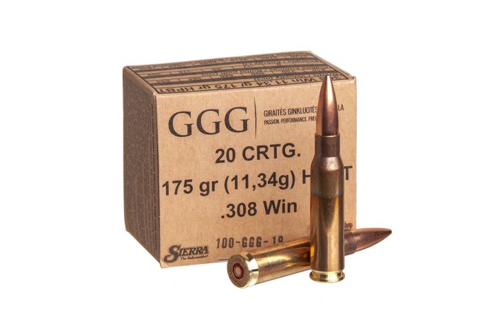 Патрон нарізний GGG кал. 308 Win куля Sierra MatchKing HPBT маса 11.3 грам / 175 гран. поч. швидкість 810 м/с