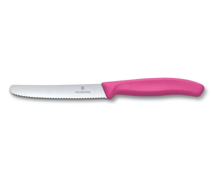 Ніж кухонний Victorinox Swiss Classic Tomato and Table 6.7836.L115, лезо - серейтор 11 см, рожевий