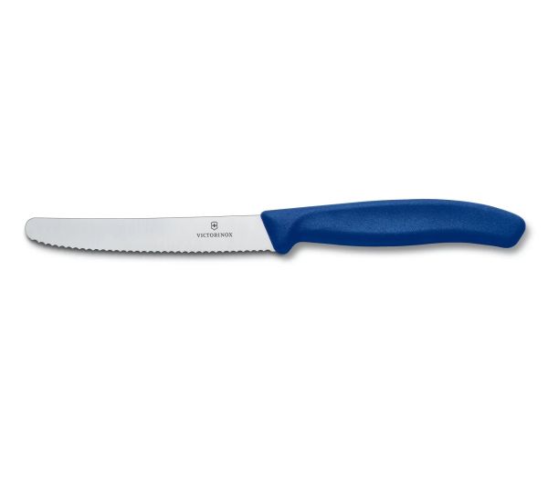 Ніж кухонний Victorinox Swiss Classic Tomato and Table (6.7832), лезо - серейтор 11 см, синій