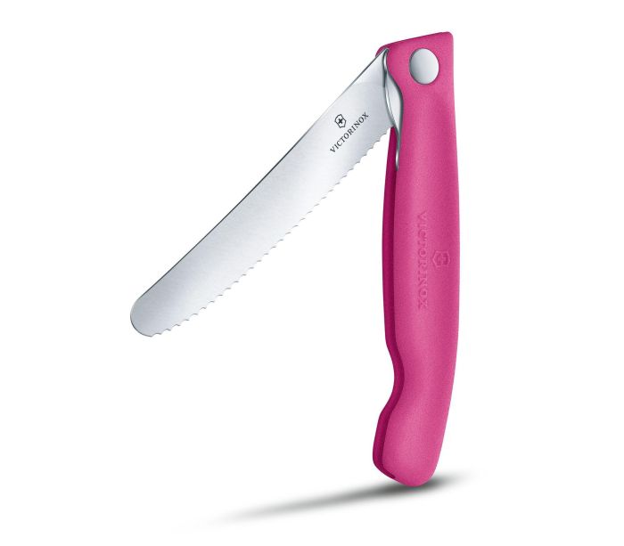 Ніж кухонний Victorinox Swiss Classic Foldable Paring 6.7836.F5B, серейтор, рожевий
