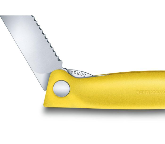 Ніж кухонний Victorinox Swiss Classic Foldable Paring 6.7836.F8B, серейтор, жовтий