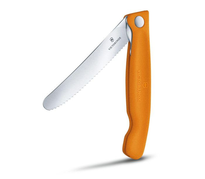 Ніж кухонний Victorinox Swiss Classic Foldable Paring 6.7836.F9B, серейтор, помаранчевий