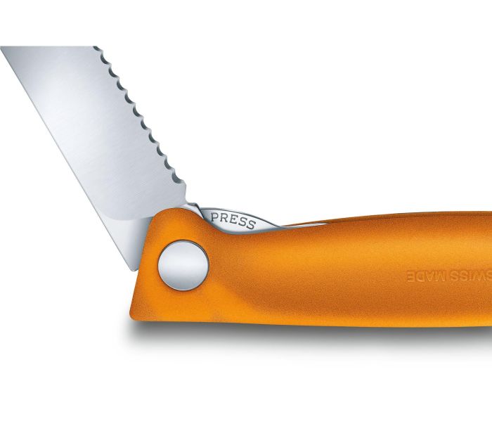 Ніж кухонний Victorinox Swiss Classic Foldable Paring 6.7836.F9B, серейтор, помаранчевий