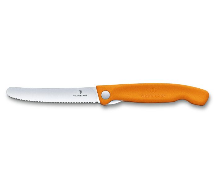 Ніж кухонний Victorinox Swiss Classic Foldable Paring 6.7836.F9B, серейтор, помаранчевий
