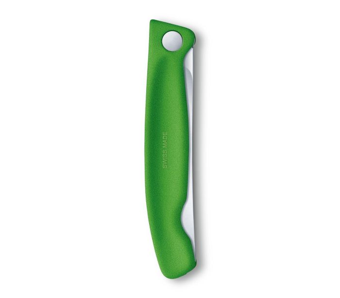 Ніж кухонний Victorinox Swiss Classic Foldable Paring 6.7836.F4B, серейтор, зелений