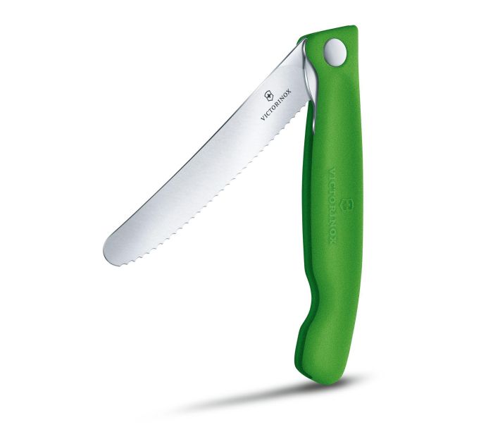 Ніж кухонний Victorinox Swiss Classic Foldable Paring 6.7836.F4B, серейтор, зелений