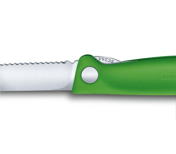 Ніж кухонний Victorinox Swiss Classic Foldable Paring 6.7836.F4B, серейтор, зелений