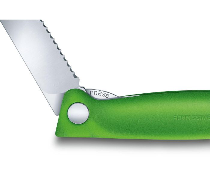 Ніж кухонний Victorinox Swiss Classic Foldable Paring 6.7836.F4B, серейтор, зелений