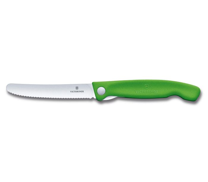 Ніж кухонний Victorinox Swiss Classic Foldable Paring 6.7836.F4B, серейтор, зелений