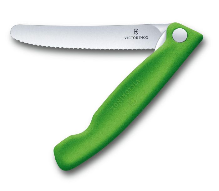 Ніж кухонний Victorinox Swiss Classic Foldable Paring 6.7836.F4B, серейтор, зелений