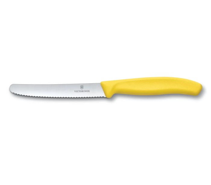 Ніж кухонний Victorinox Swiss Classic Tomato and Table 6.7836.L118, лезо - серейтор 11 см, жовтий