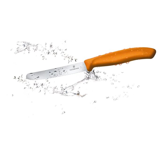 Ніж кухонний Victorinox Swiss Classic Tomato and Table 6.7836.L119, лезо -  серейтор 11 см, помаранчевий