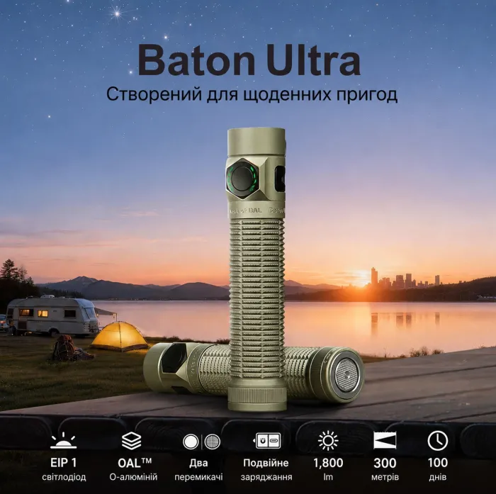 Ліхтар Olight Baton Ultra Olive Green 1800 lm