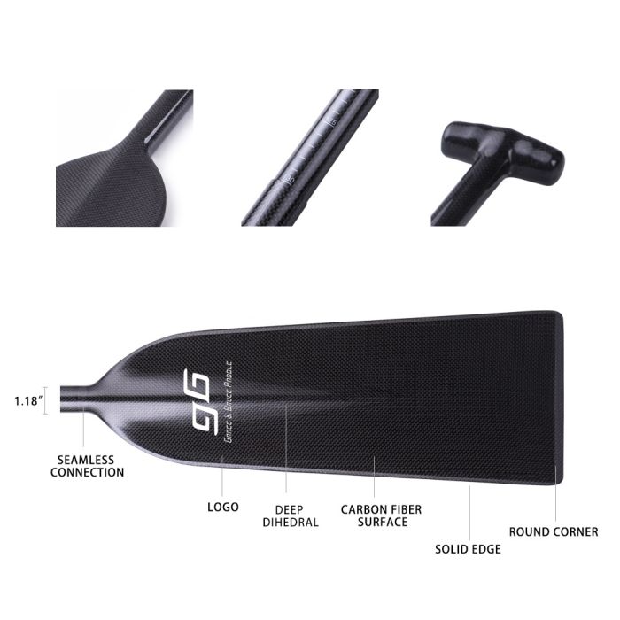 Весло Garce Bruce Paddle Carbon для веслування на човнах Дракон з регулюванням довжини Black