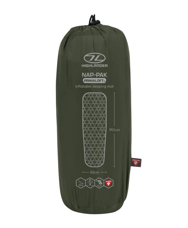 Килимок надувний Highlander Nap-Pak Inflatable Sleeping Mat PrimaLoft 5 cm Olive AIR072-OG