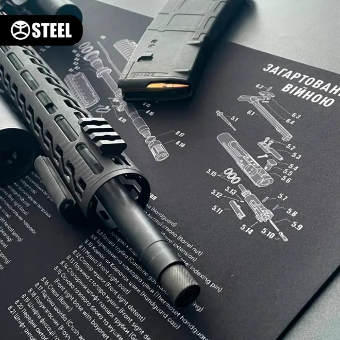 Килимок настільний STEEL для чищення зброї з вибух-схемою AR-15