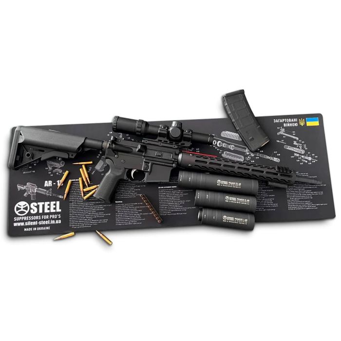 Килимок настільний STEEL для чищення зброї з вибух-схемою AR-15