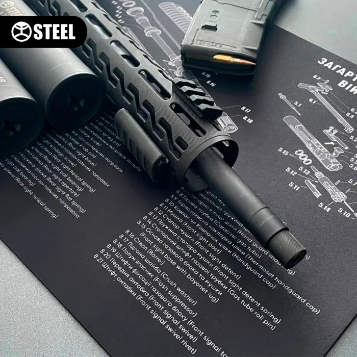 Килимок настільний STEEL для чищення зброї з вибух-схемою AR-15