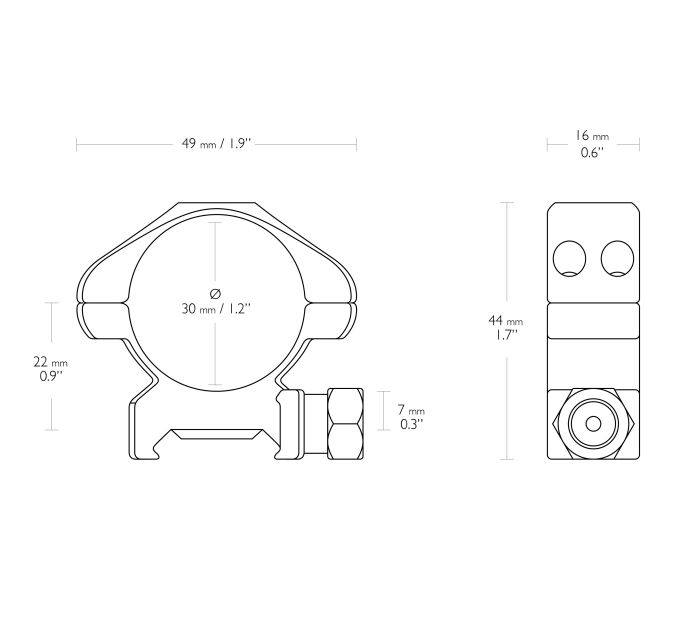 Кільця Hawke Precision Steel d - 30 мм Medium Weaver/Picatinny
