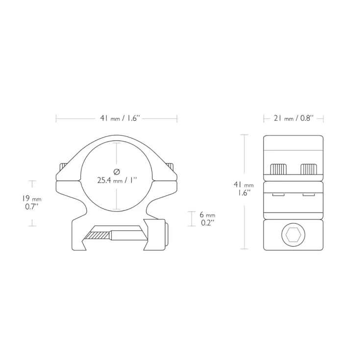 Кільця Hawke Match Mount d - 25.4 мм Low. Weaver/Picatinny (22112)