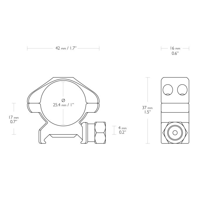 Кільця Hawke Precision Steel d - 25,4 мм Low Weaver/Picatinny