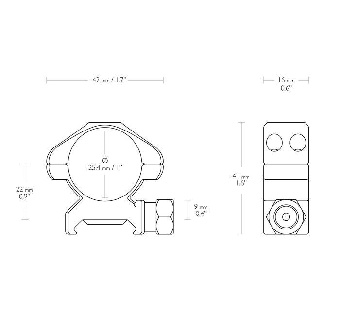 Кільця Hawke Precision Steel d - 25,4 мм Medium Weaver/Picatinny