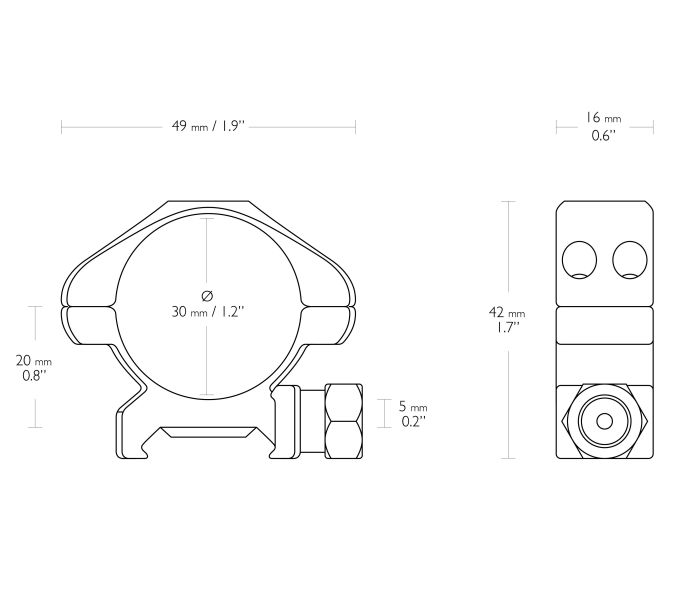 Кільця Hawke Precision Steel d - 30 мм Low Weaver/Picatinny