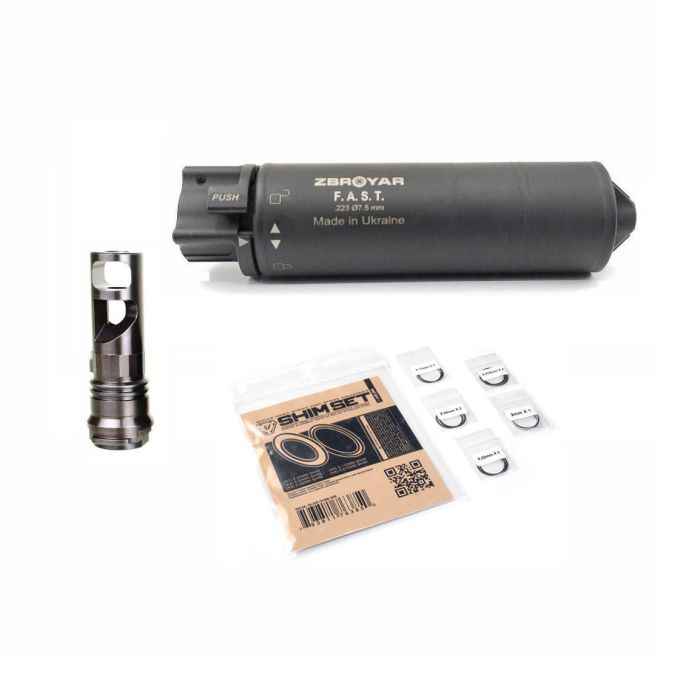 Комплекс Zbroyar F.A.S.T. (Fast-Attach Suppressor Tactical) ПЗРЗП з ДГК і набором кілець Strike Industries Shim Set