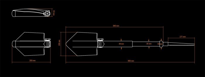 Лопата розкладна Glock Entrenching Tool з пилкою Black