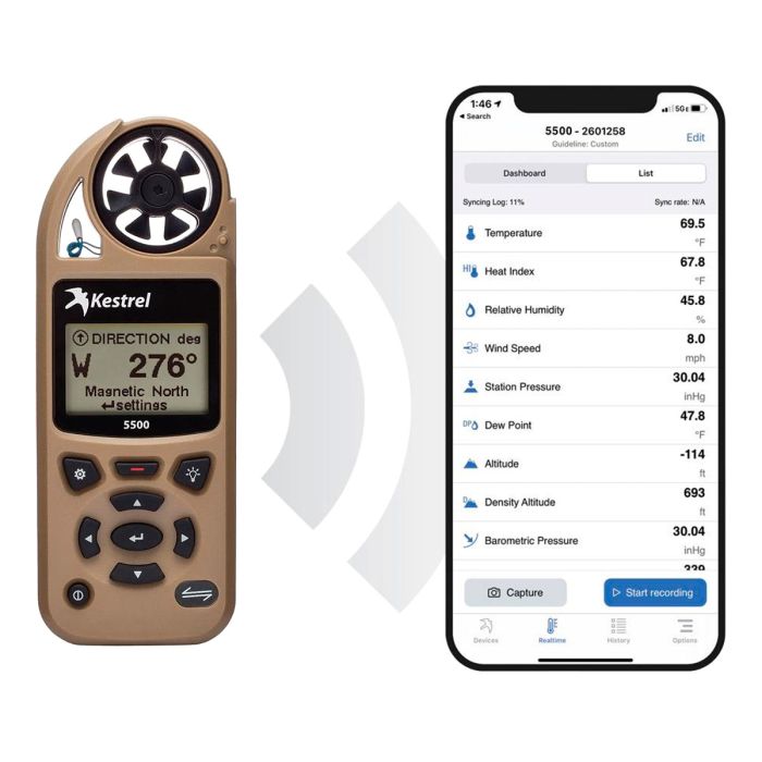 Метеостанція Kestrel 5500 Weather Meter з Bluetooth + флюгер Tan