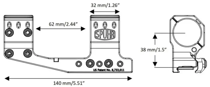 Моноблок Spuhr SP-3022C з виносом d - 30 мм High Picatinny