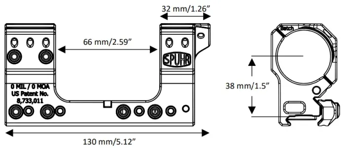 Моноблок Spuhr SP-4602C d-34 мм High 6 MIL/20.6 MOA Picatinny