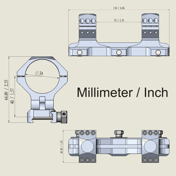 Моноблок Vector Optics 34 мм високий 20 MOA SCTM-58