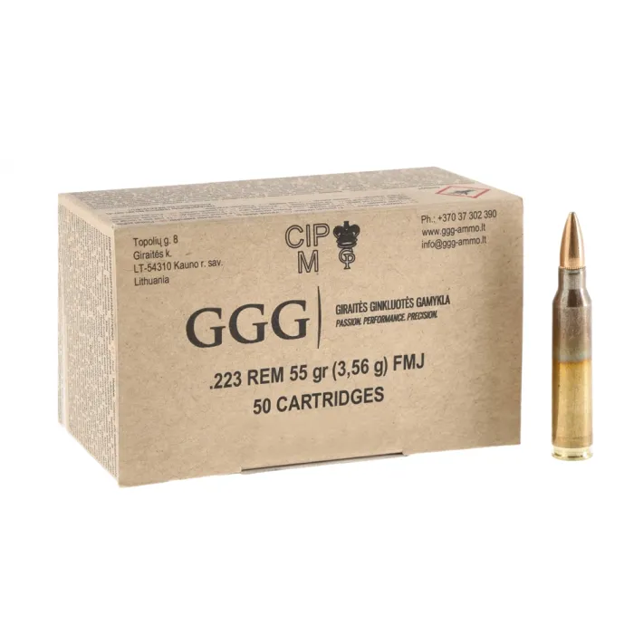 Набій нарізний GGG кал .223 Rem FMJ  55g  (3,56)