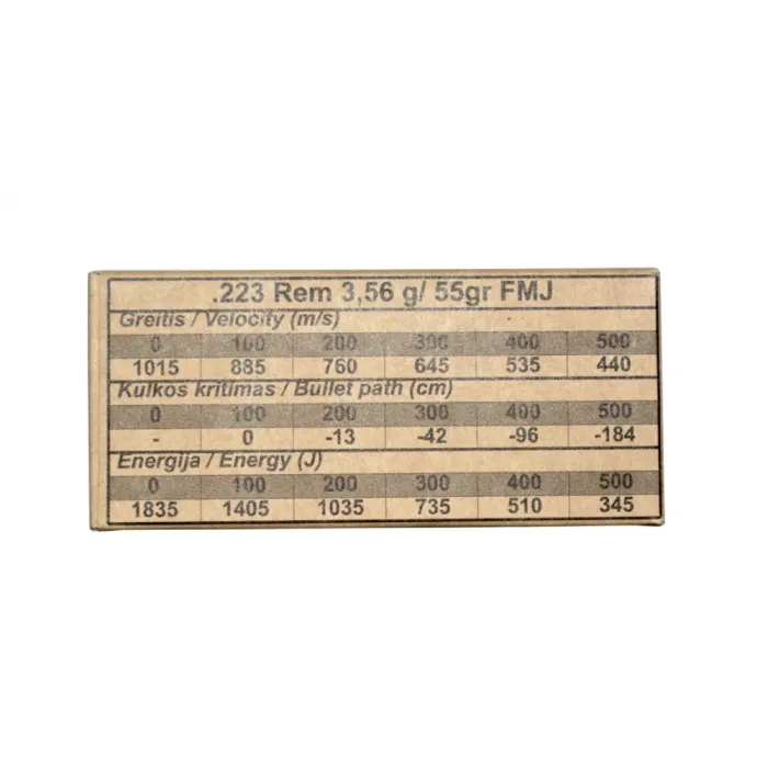 Набій нарізний GGG кал .223 Rem FMJ  55g  (3,56)