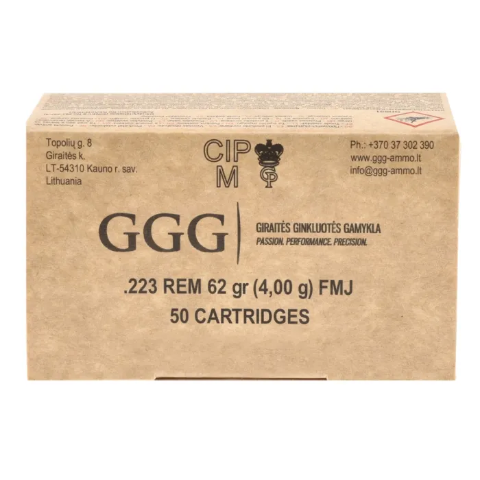 Набій нарізний GGG кал .223 Rem FMJ 62g (4,02)