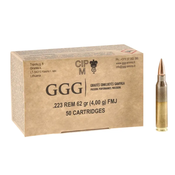 Набій нарізний GGG кал .223 Rem FMJ 62g (4,02)