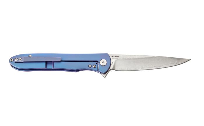Ніж складаний Artisan Shark Damascus Titanium Blue