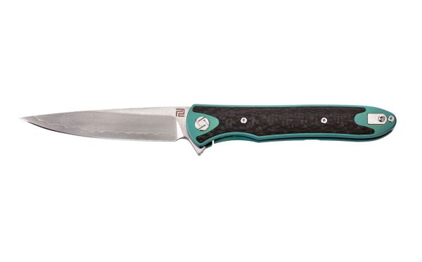 Ніж складаний Artisan Shark Damascus Titanium Green