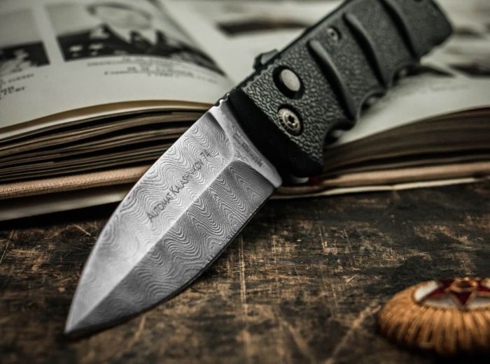 Ніж складаний Boker Plus AKS-74 Auto Damascus Spearpoint (01KALS75DAM)