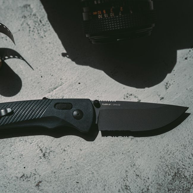 Ніж складаний SOG Flash AT Half Serrated Black