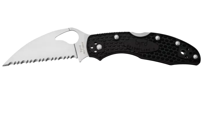 Ніж складаний Spyderco Byrd Meadowlark 2 Wharncliffe Serrated Black (BY04SBKWC2)