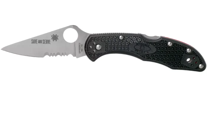 Ніж складаний Spyderco Delica 4 Lightweight Thin Blue Line Partly Serrated C11FPSBKBL