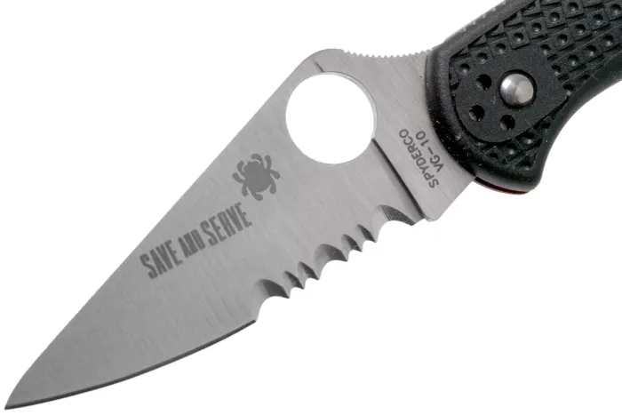 Ніж складаний Spyderco Delica 4 Lightweight Thin Blue Line Partly Serrated C11FPSBKBL