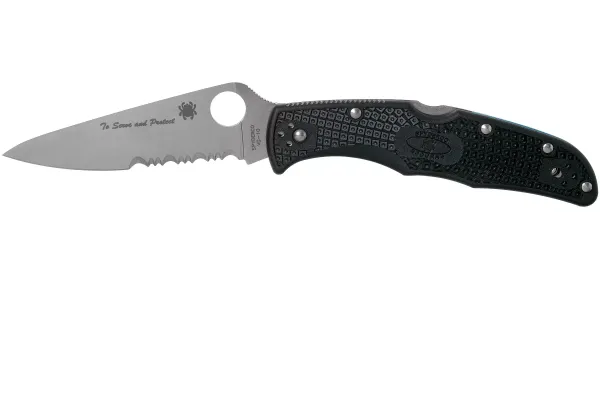 Ніж складаний Spyderco Endura 4 Thin Blue Line Partly Serrated C10FPSBKBL