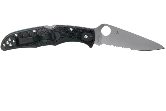 Ніж складаний Spyderco Endura 4 Thin Blue Line Partly Serrated C10FPSBKBL