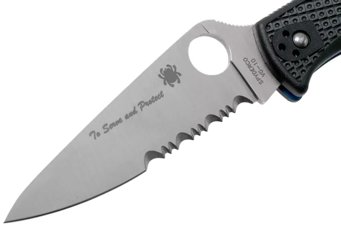 Ніж складаний Spyderco Endura 4 Thin Blue Line Partly Serrated C10FPSBKBL