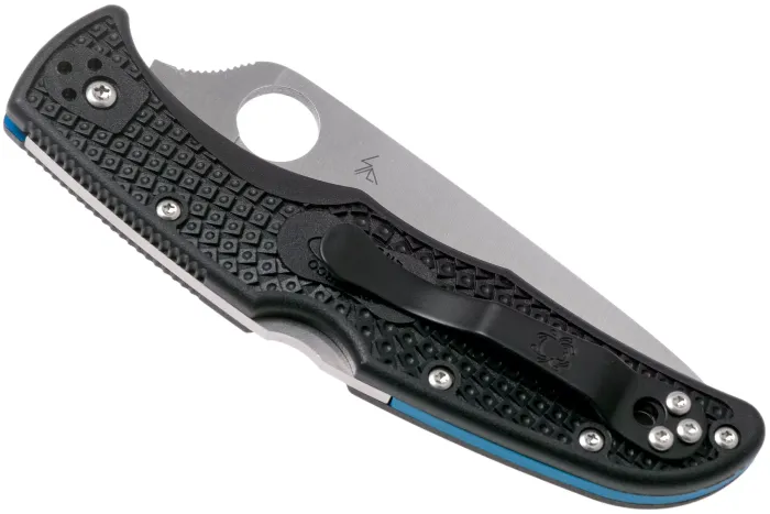 Ніж складаний Spyderco Endura 4 Thin Blue Line Partly Serrated C10FPSBKBL