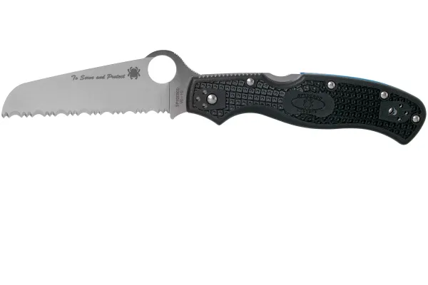 Ніж складаний Spyderco Rescue 3 Thin Blue Line Serrated C14FSBKBL3